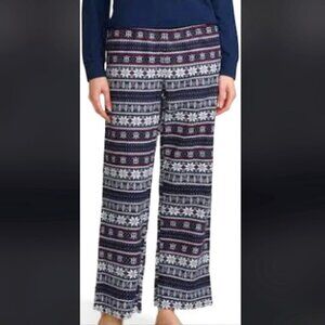 New TOMMY HILFIGER Navy Snowflake Cotton Flannel Pajama Pants  LG